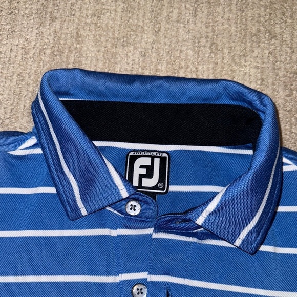 FootJoy Men's Size XL Blue/White Polyester Golf Polo - Picture 7 of 11